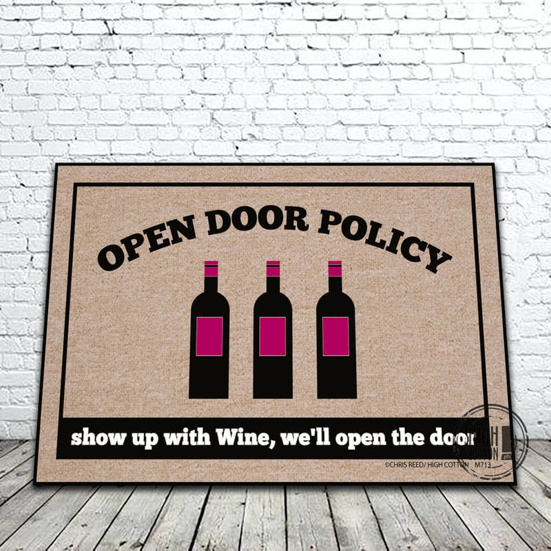 Open Door Policy Wine funny doormat