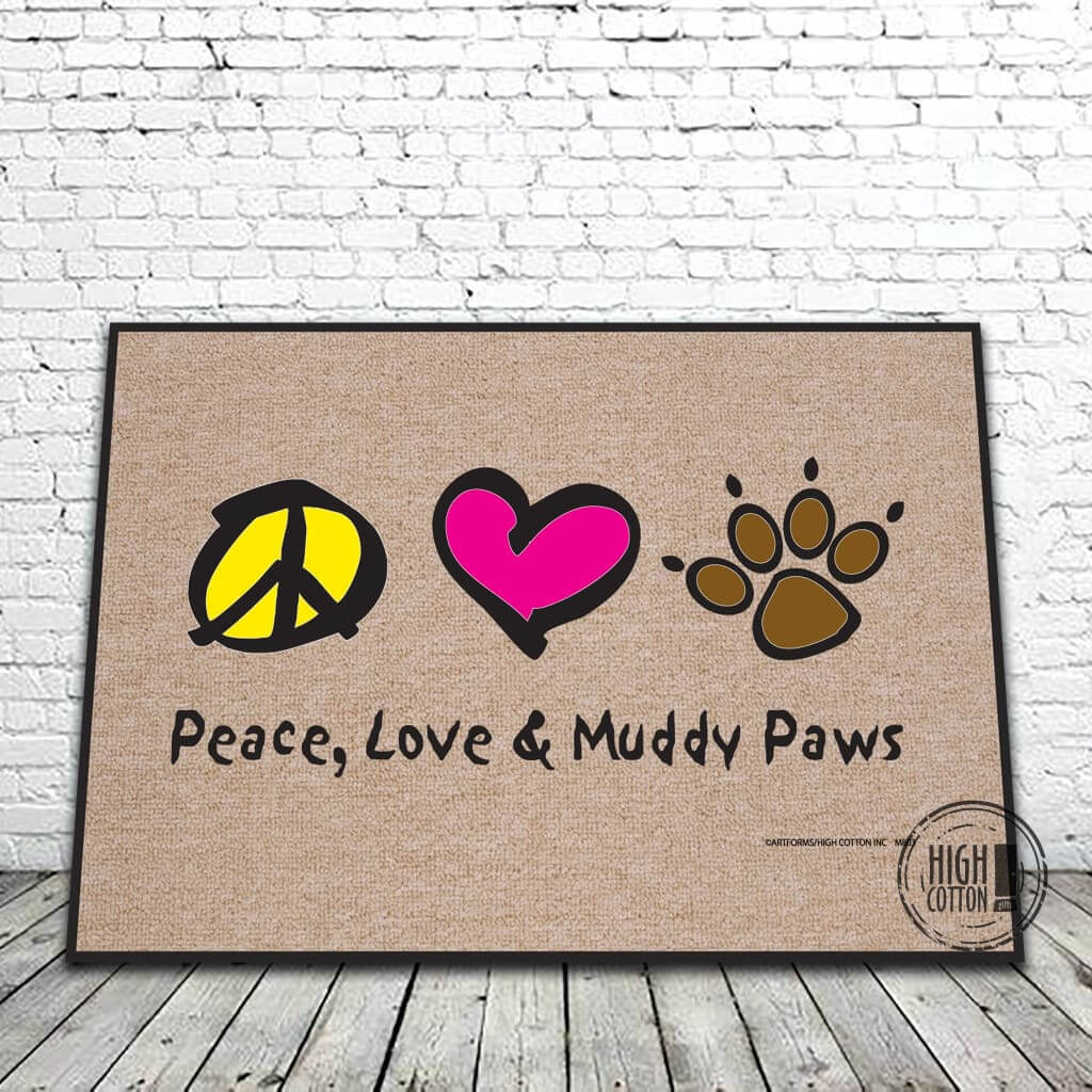 Peace Love Muddy Paws doormat