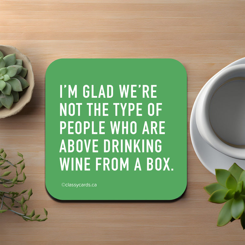 Drinking Wine From A Box Coaster