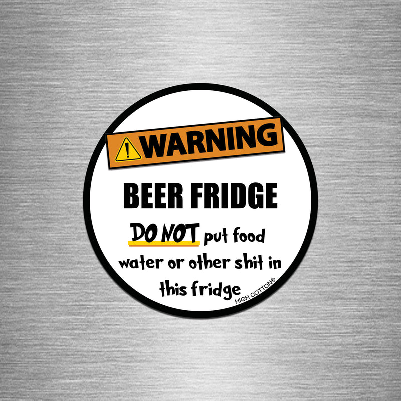 Warning. Beer Fridge Round Magnet