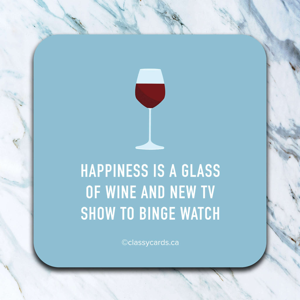 Happiness is a Glass of Wine coaster