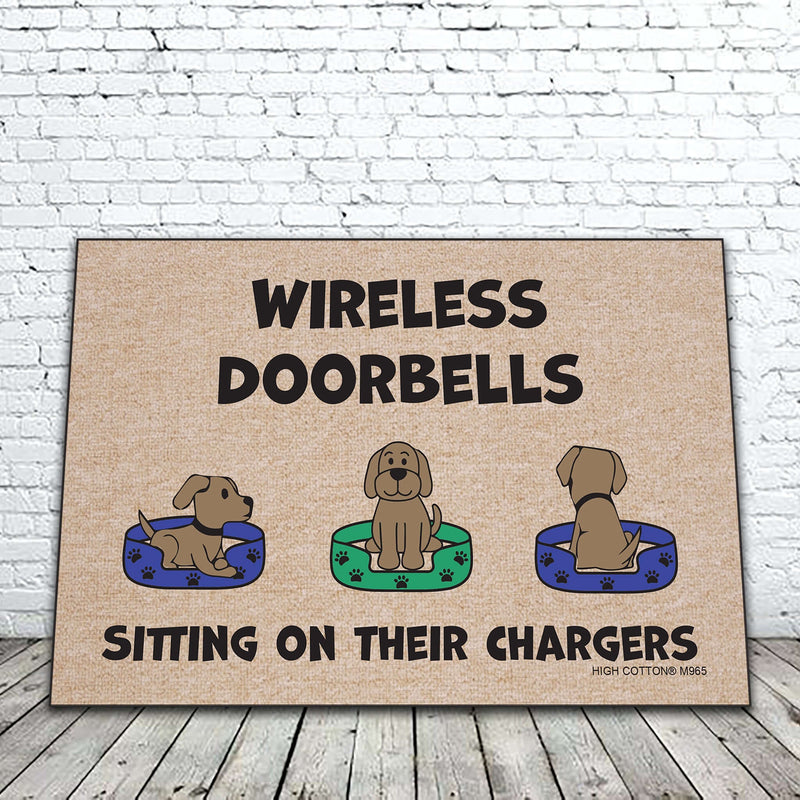 Wireless Doorbells Sitting On Their Chargers Doormat
