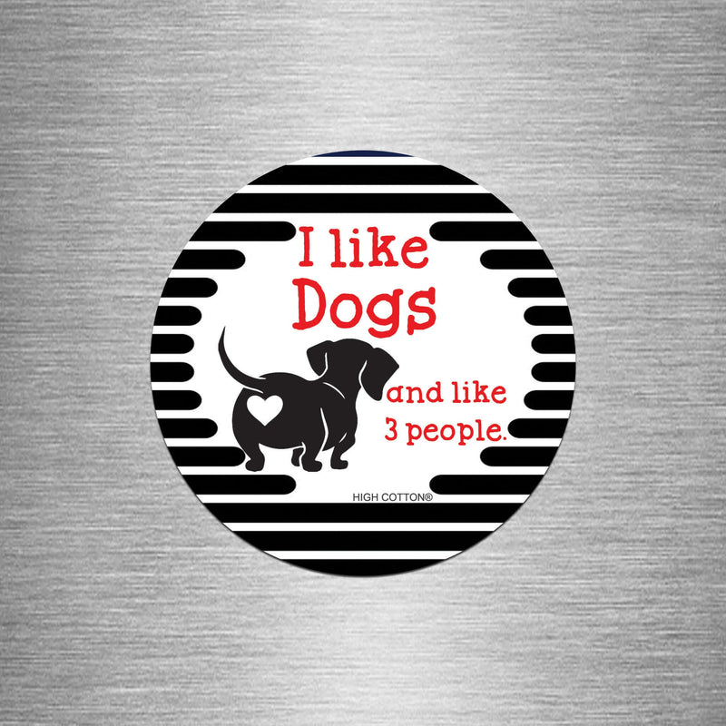 I Like Dogs And Like Three People Round Magnet