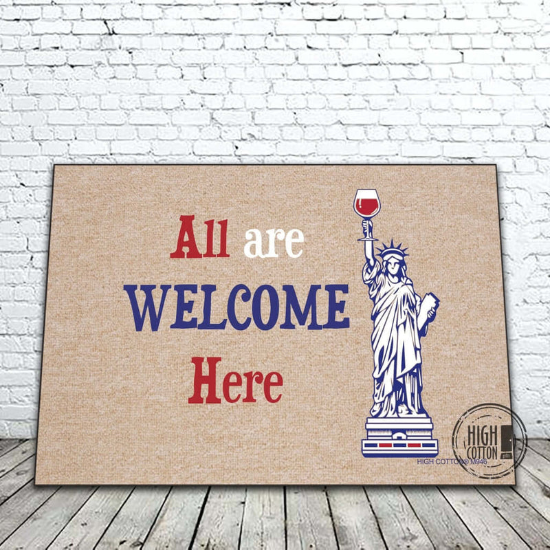 All Are Welcome Here funny doormat