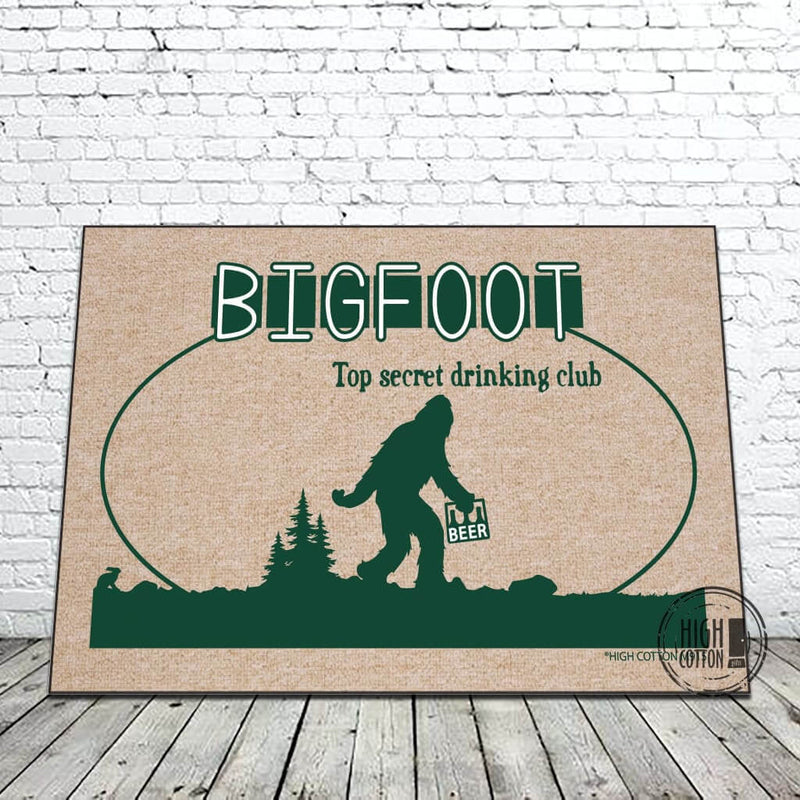 Bigfoot Top Secret drinking club - funny doormat