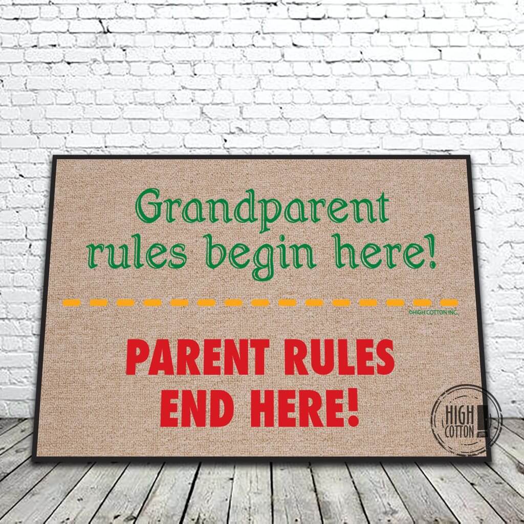 Grandparent Rules Begin Here Doormat Doormats