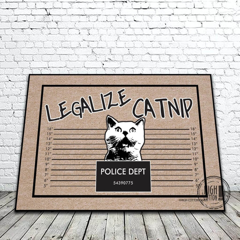 Legalize Catnip funny door mat